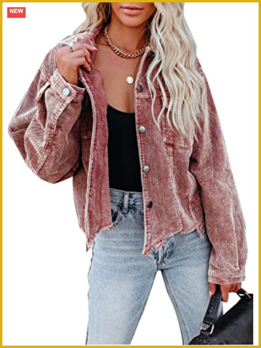 Womens Cropped Corduroy Jacket Button Down Shacket Fall Casual